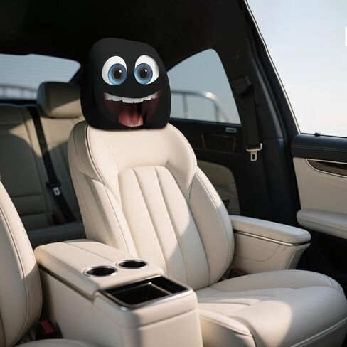 ANIS KEAAR Cute Cartoon car headrest Cover, Funny Smiling face Pattern car headrest Protective Cover, Universal Front seat (2PCS) in Saudi Arabia