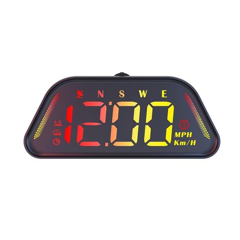 Shkalacar Universal Car Heads Up Display Speedometer with Ambient Light Curved Mirror Design Real Time Speed Time Distance Overspeed Alarm RGB 7 Color Lighting Type C Plug & Play in Kuwait