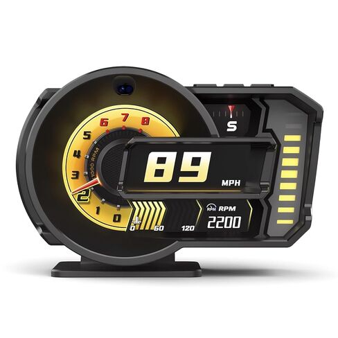 ARTILAURA HUD Head Up Display for Car, OBD2+GPS, OBD2 Gauge Display Digital Speedometer MPH KM/H with Automatic Photosensitive Water Temperature, RPM, Overspeed Alarm for All Vehicle in Saudi Arabia