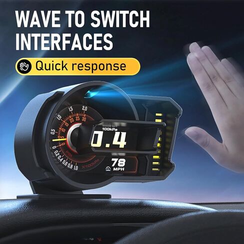 ARTILAURA HUD Head Up Display for Car, OBD2+GPS, OBD2 Gauge Display Digital Speedometer MPH KM/H with Automatic Photosensitive Water Temperature, RPM, Overspeed Alarm for All Vehicle in Saudi Arabia
