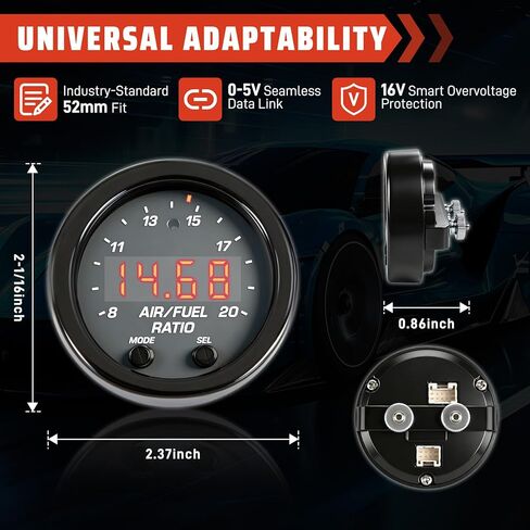 30-0300 Wideband AFR Gauge Kit, 52mm(2-1/16") Digital Air Fuel Ratio Monitor with LSU 4.9 UEGO Oxygen Sensor, 0-5V & CANbus Data Logging Controller for 12V Gas E85 Diesel in Saudi Arabia