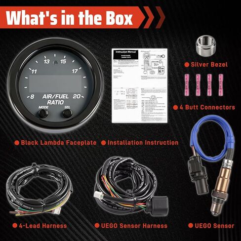 30-0300 Wideband AFR Gauge Kit, 52mm(2-1/16") Digital Air Fuel Ratio Monitor with LSU 4.9 UEGO Oxygen Sensor, 0-5V & CANbus Data Logging Controller for 12V Gas E85 Diesel in Saudi Arabia