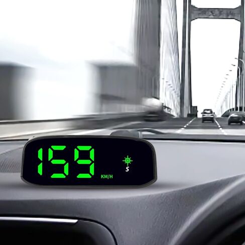 Solar Head Display GPS Speedometer with Digital, Auto Light Sensing HUD Car for Dashboard, KM/H & MP/H Switchable, Black in Saudi Arabia