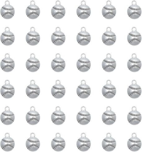 50 Pcs Baseball Charms for DIY Jewelry Making 1.8 X 1.4 CM Metal Vintage Cute Sports Pendants for Women Crafting Necklace Bracelets Keychain Christmas Thanksgiving Hanging Supplies in Kuwait