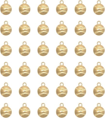 50 Pcs Baseball Charms for DIY Jewelry Making 1.8 X 1.4 CM Metal Vintage Cute Sports Pendants for Women Crafting Necklace Bracelets Keychain Christmas Thanksgiving Hanging Supplies in Kuwait