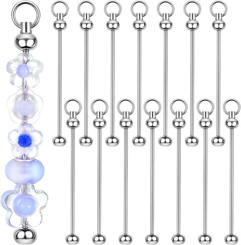 15 PCS Beadable Keychain Bars, Metal Beaded Keychain DIY Jewelry Making Charm Bars Detachable Key Chain Making Accessories for Pendant DIY Crafts Jewelry Making Gift in Kuwait