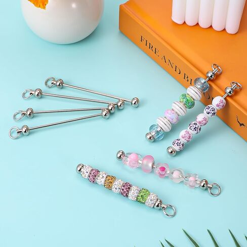 15 PCS Beadable Keychain Bars, Metal Beaded Keychain DIY Jewelry Making Charm Bars Detachable Key Chain Making Accessories for Pendant DIY Crafts Jewelry Making Gift in Kuwait