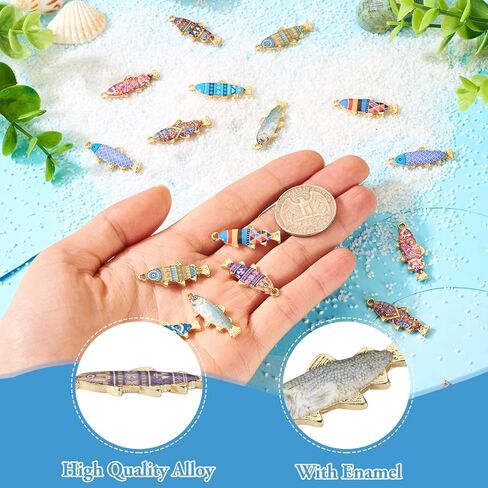 20Pcs Fish Charms Enamel Colorful Ocean Theme Fish Animal Charms Marine Fish Pendants for Jewelry Making Bracelets Earrings Necklace Keychains Hanging Decorating 10 Colors in Kuwait