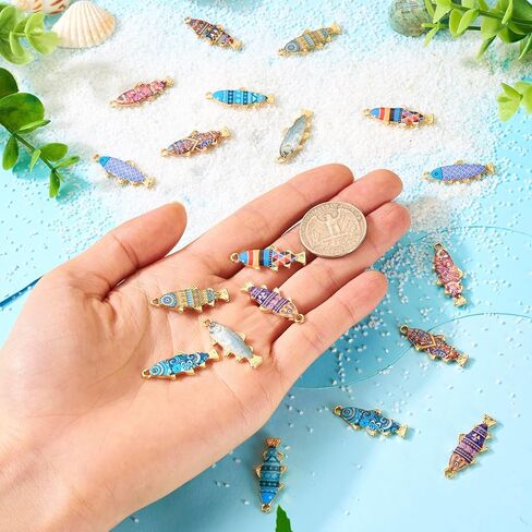 20Pcs Fish Charms Enamel Colorful Ocean Theme Fish Animal Charms Marine Fish Pendants for Jewelry Making Bracelets Earrings Necklace Keychains Hanging Decorating 10 Colors in Kuwait