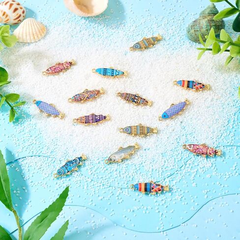 20Pcs Fish Charms Enamel Colorful Ocean Theme Fish Animal Charms Marine Fish Pendants for Jewelry Making Bracelets Earrings Necklace Keychains Hanging Decorating 10 Colors in Kuwait