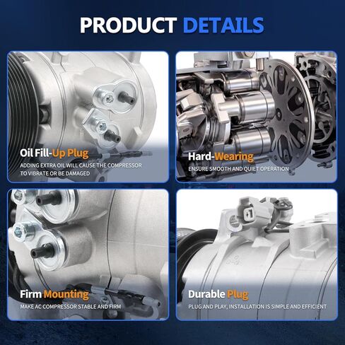 Maxfavor Air Conditioner AC Compressor with Clutch Compatible with 2011-2013 Kia Sportage 2.4L Vin 2, 2011-2014 Sportage 2.0L Vin 6, for 2010-2013 Hyundai Tucson 2.4L Vin C Replace# 977012S500 in Kuwait