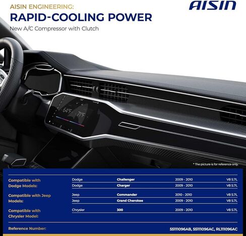 AISIN AFTERMARKET ACCCH-00183 Air Conditioner AC Compressor - Compatible with Jeep Grand Cherokee Dodge Charger Challenger Chrysler 300 2009-2010 5.7L, Commander 2010 5.7L in Kuwait