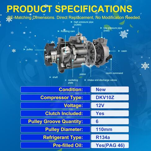AC Compressor with Clutch for Subaru Forester 2014-2018 2.0L 2.5L, Impreza 2012-2016 2.0L, Crosstrek 2013-2017 2.0L(Gas Only), WRX 2015-2020 2.0L, Replaces 73111FJ000 CO29103C in Saudi Arabia