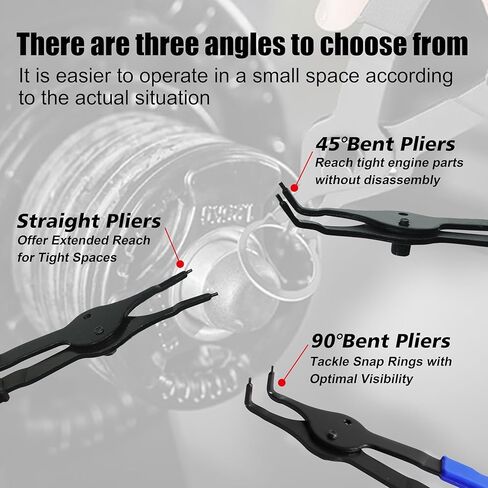 SGT Snap Ring Pliers Set, 14pcs Internal & External Retaining Ring Circlip C Clip Pliers with 45°/90° Bent and Straight Pliers,Hook & Pick,Heavy Duty Removal Tool with Storage Case & Gloves in Saudi Arabia