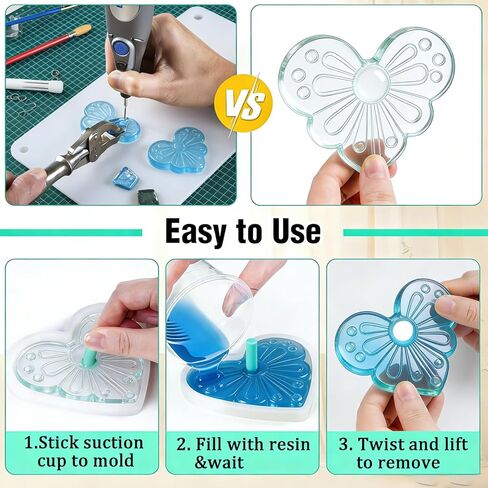 35 PCS Hole Maker for Resin Molds, 7 Sizes (2/3/4/5/6/7/8mm) Drill-Free Hole Tools for Epoxy & UV Resin, Silicone Mold Inserts for Jewelry Making, Keychains, Pet Tags and DIY Craft Pendants in Saudi Arabia