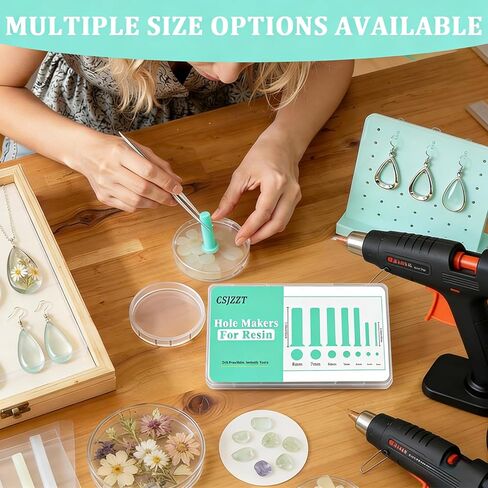 35 PCS Hole Maker for Resin Molds, 7 Sizes (2/3/4/5/6/7/8mm) Drill-Free Hole Tools for Epoxy & UV Resin, Silicone Mold Inserts for Jewelry Making, Keychains, Pet Tags and DIY Craft Pendants in Saudi Arabia