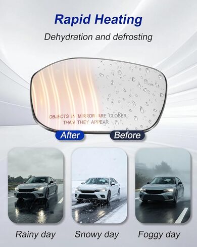 Passenger Right Side Mirror Glass Fit for Honda Civic 2022-2025 Blind Spot Monitoring and Heating function with Backing Plate Replace 76203-T20-A21 76203-T20-A22 HO1321351 Power Door Mirror in Saudi Arabia