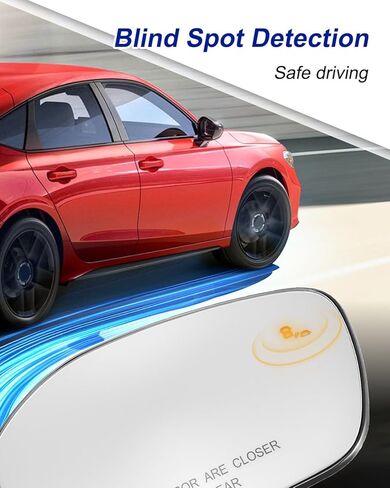 Passenger Right Side Mirror Glass Fit for Honda Civic 2022-2025 Blind Spot Monitoring and Heating function with Backing Plate Replace 76203-T20-A21 76203-T20-A22 HO1321351 Power Door Mirror in Saudi Arabia