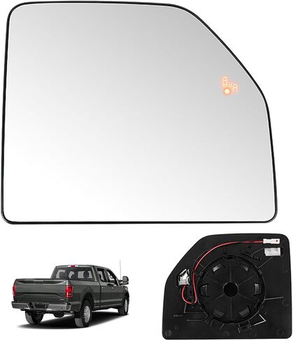Compatible with Ford F150 2015-2020, F250 2017-2022, F350 2017-2019, Upper Driver Left Side Mirror Glass, Heated Blind Spot Lens Mirror with Backing Plate in Kuwait