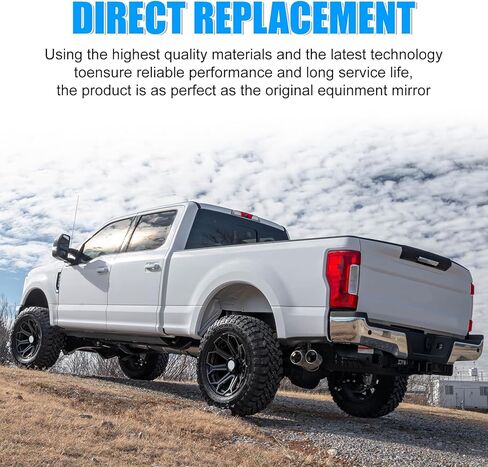 متوافق مع Ford F150 2015-2020، F250 2017-2022، F350 2017-2019، زجاج مرآة الجانب الأيسر للسائق العلوي، مرآة عدسة عمياء ساخنة مع لوحة داعمة in Kuwait