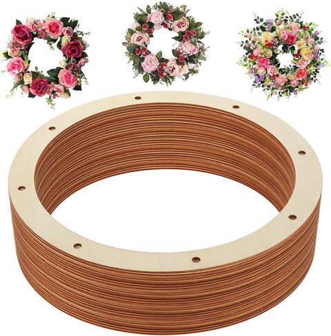 CYEAH 30 Pcs 12 Inch Wooden Wreath Frames for Crafts, Unfinished Wood Wreath Rings with Hanging Holes, Round Floral Hoop Forms for DIY Christmas, Wedding and Home Decor in Kuwait