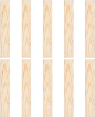 BENECREAT 10pcs Unfinished Wood Blocks, 10 x 1.5inch Rectangle Pine Wood Board, 5.5mm Thick Sheets Carving Blocks for Arts Crafts DIY, Paintings Panel in Kuwait