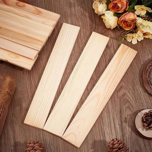 BENECREAT 10pcs Unfinished Wood Blocks, 10 x 1.5inch Rectangle Pine Wood Board, 5.5mm Thick Sheets Carving Blocks for Arts Crafts DIY, Paintings Panel in Kuwait