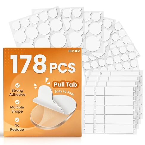 Sooez Multi-Shape Double Sided Tape with Pull Tab, 178 Pcs Wall Tape Glue Dots Posters Tape, Removable Sticky Tacks Balloons Arch Strip for Hanging, Easy Peel Mounting Putty for Crafts Home Decor in Kuwait