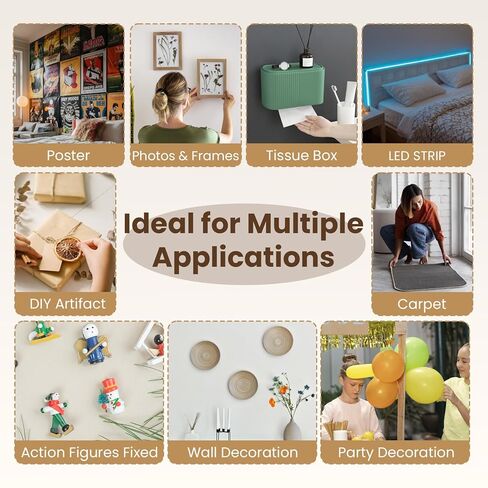Sooez Multi-Shape Double Sided Tape with Pull Tab, 178 Pcs Wall Tape Glue Dots Posters Tape, Removable Sticky Tacks Balloons Arch Strip for Hanging, Easy Peel Mounting Putty for Crafts Home Decor in Kuwait