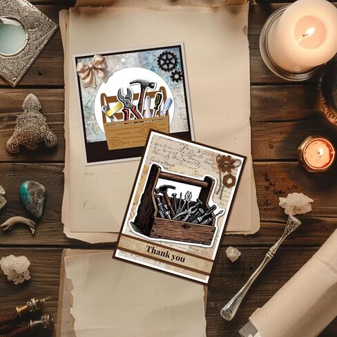 GLOBLELAND Toolbox Clear Stamps and Cutting Dies Set Wrench Silicone Clear Stamps and Metal Die Cuts for Card Making and DIY Scrapbooking in Kuwait