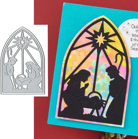 Merry Christmas Morn Nativity Greeting Card Metal Die Cuts,Snowflake Flower Leaf Cutting Dies Cut Stencils DIY Scrapbooking Decorative Embossing Paper Scrapbooking Card Making in Kuwait