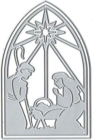 Merry Christmas Morn Nativity Greeting Card Metal Die Cuts,Snowflake Flower Leaf Cutting Dies Cut Stencils DIY Scrapbooking Decorative Embossing Paper Scrapbooking Card Making in Kuwait