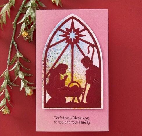 Merry Christmas Morn Nativity Greeting Card Metal Die Cuts,Snowflake Flower Leaf Cutting Dies Cut Stencils DIY Scrapbooking Decorative Embossing Paper Scrapbooking Card Making in Kuwait