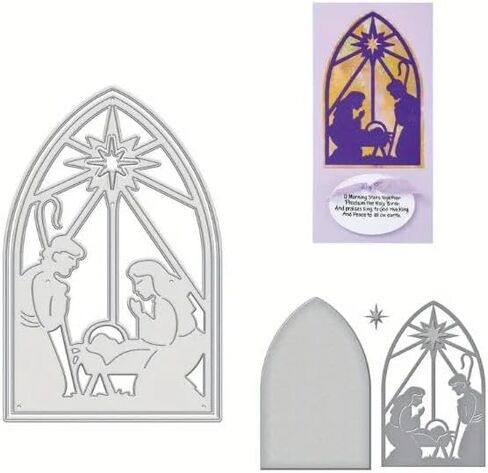 Merry Christmas Morn Nativity Greeting Card Metal Die Cuts,Snowflake Flower Leaf Cutting Dies Cut Stencils DIY Scrapbooking Decorative Embossing Paper Scrapbooking Card Making in Kuwait