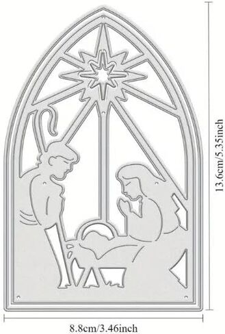 Merry Christmas Morn Nativity Greeting Card Metal Die Cuts,Snowflake Flower Leaf Cutting Dies Cut Stencils DIY Scrapbooking Decorative Embossing Paper Scrapbooking Card Making in Kuwait