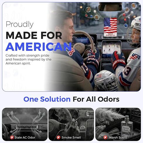 Proud USA Flag Car Air Freshener 4 Pack | Auto Car Air Freshener Hanging | Long Lasting Car Scent | Odor Eliminator for Cars, Trucks and Suv's | Sports Fan Auto Accessories Gift in Kuwait