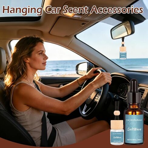 8 Pack Car Air Freshener & Refill Set, 4-Scent Hanging Air Freshener Diffuser - Each(8ml +20ml Refills), Natural Essential Oil Diffuser, Reusable Car Fragrance Decor Accessories in Saudi Arabia