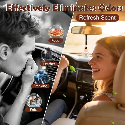 8 Pack Car Air Freshener & Refill Set, 4-Scent Hanging Air Freshener Diffuser - Each(8ml +20ml Refills), Natural Essential Oil Diffuser, Reusable Car Fragrance Decor Accessories in Saudi Arabia