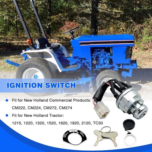 Ignition Switch Compatible with New Holland Tractor 1215 1220 1320 1520 1620 1920 2120 TC30 CM222 CM224 CM272 CM274, Replacement for SBA385201890 87760272 in Kuwait