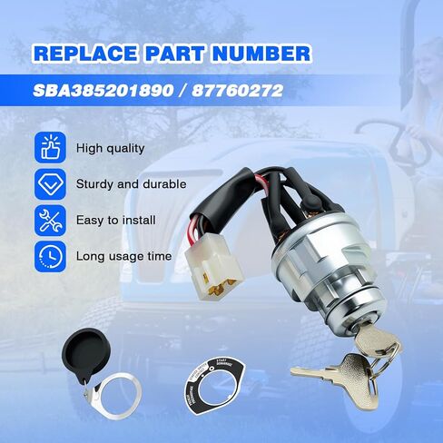 Ignition Switch Compatible with New Holland Tractor 1215 1220 1320 1520 1620 1920 2120 TC30 CM222 CM224 CM272 CM274, Replacement for SBA385201890 87760272 in Kuwait