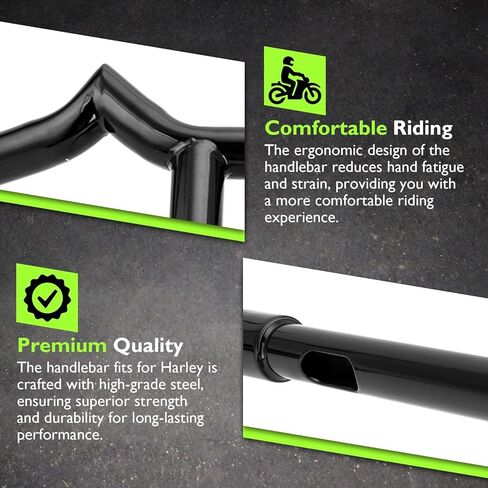 Mofun 14" Rise T-Bar Handlebar Sharp T-Bars 1-1/4" Diamete Compatible with Harley Touring Dyna Softail and Sportster 883 1200 1996-2024, Gloss Black in Kuwait