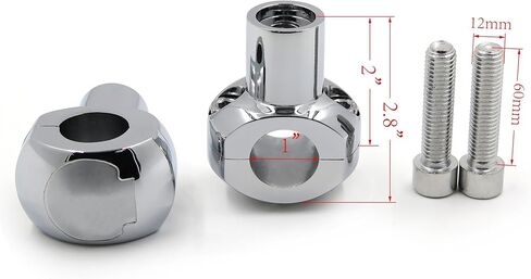 SMT-Chromed 1" (25mm) Skull Handlebar Risers Compatible With 1" handlebars on Suzuki Yamaha Kawasaki Ducati Harley Cruisers with detachable bar mounts V-star Road Star Shadow Vulcan [B07FN63619] in Kuwait