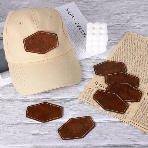 10 PCS Hexagon Leather Hat Patches for Laser Engraving, Faux Leather Patches for Hats Iron on Blank Leatherette Patch with Heat Press Adhesive Repair Patch for Sewing Crafts Hats Jackets Backpack in Kuwait