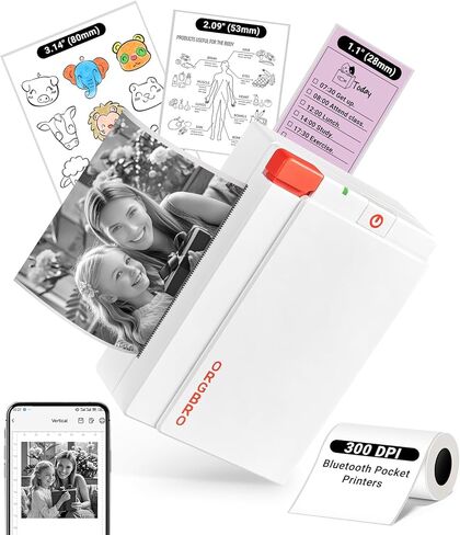 آلة طابعة الملصقات ORGBRO، X3 Mini Printer Print Pods صانع الملصقات الحرارية المحمولة بدون حبر، طابعات الجيب بلوتوث 2-3 بوصة 300 نقطة في البوصة للهواتف الذكية، والملاحظات، والمجلات، والصور، DIY، هدية للأطفال in Saudi Arabia