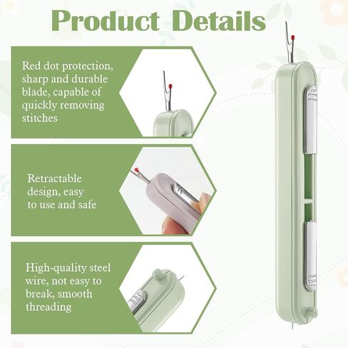 3 Pcs Needle Threader and Seam Ripper, 2 in 1 Needle Threaders Tool Thread Remover Tool for Hand Sewing Threaders Green Purple Yellow in Saudi Arabia