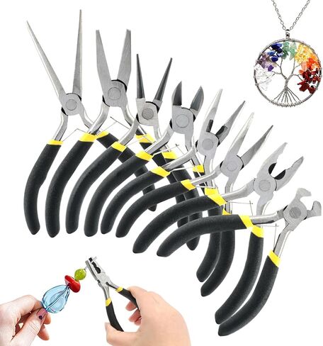 8pcs Mini Pliers Set, Needle, Round, Flat, Long, Bent Nose, Diagonal, End Cutting & Linesman Pliers for Making Crafting, Electronics, Jewelry Making, DIY Nippers Repair Tool Kit(COLOR:black) in Saudi Arabia