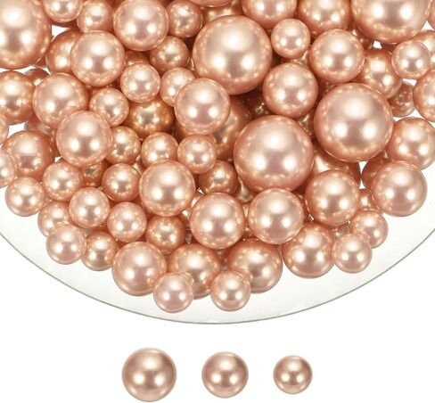 MECCANIXITY 150 قطعة من الخرز اللؤلؤي لحشو المزهرية، 20/14/10 مم خرز اللؤلؤ الصناعي العائم للمكياج بدون فتحة للشموع المركزية ومتناثرة لتزيين المنزل والزفاف (برتقالي) in Kuwait