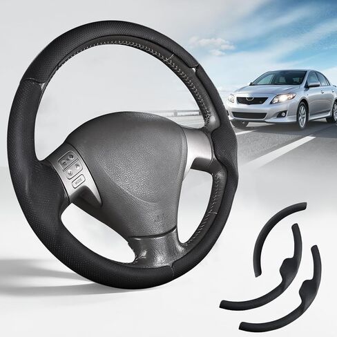 Custom Steering Wheel Cover for Toyota Corolla (2009–2013), 3-piece Steering Wheel Cover Accessories for Toyota Corolla (Matte Black) in Saudi Arabia