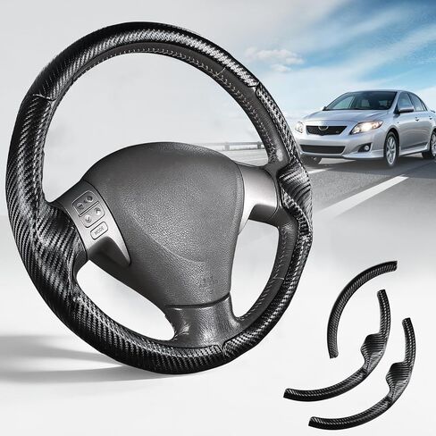 Custom Steering Wheel Cover for Toyota Corolla (2009–2013), 3-piece Steering Wheel Cover Accessories for Toyota Corolla (Matte Black) in Kuwait