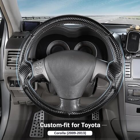Custom Steering Wheel Cover for Toyota Corolla (2009–2013), 3-piece Steering Wheel Cover Accessories for Toyota Corolla (Matte Black) in Kuwait